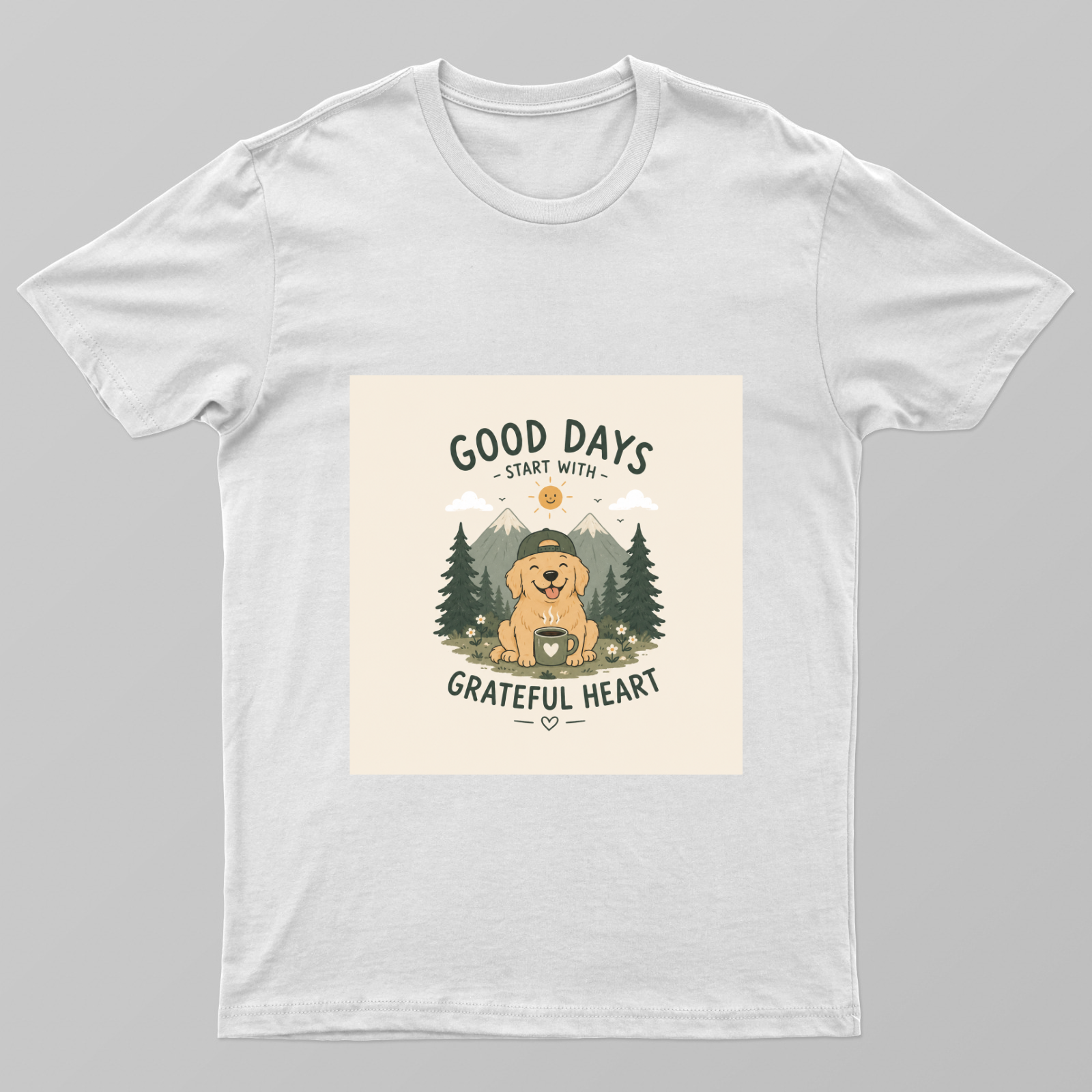 Cute Kawaii Dog Coffee Nature Typography T-Shirt Design" Unisex T-shirt by Rohini Gudivaka