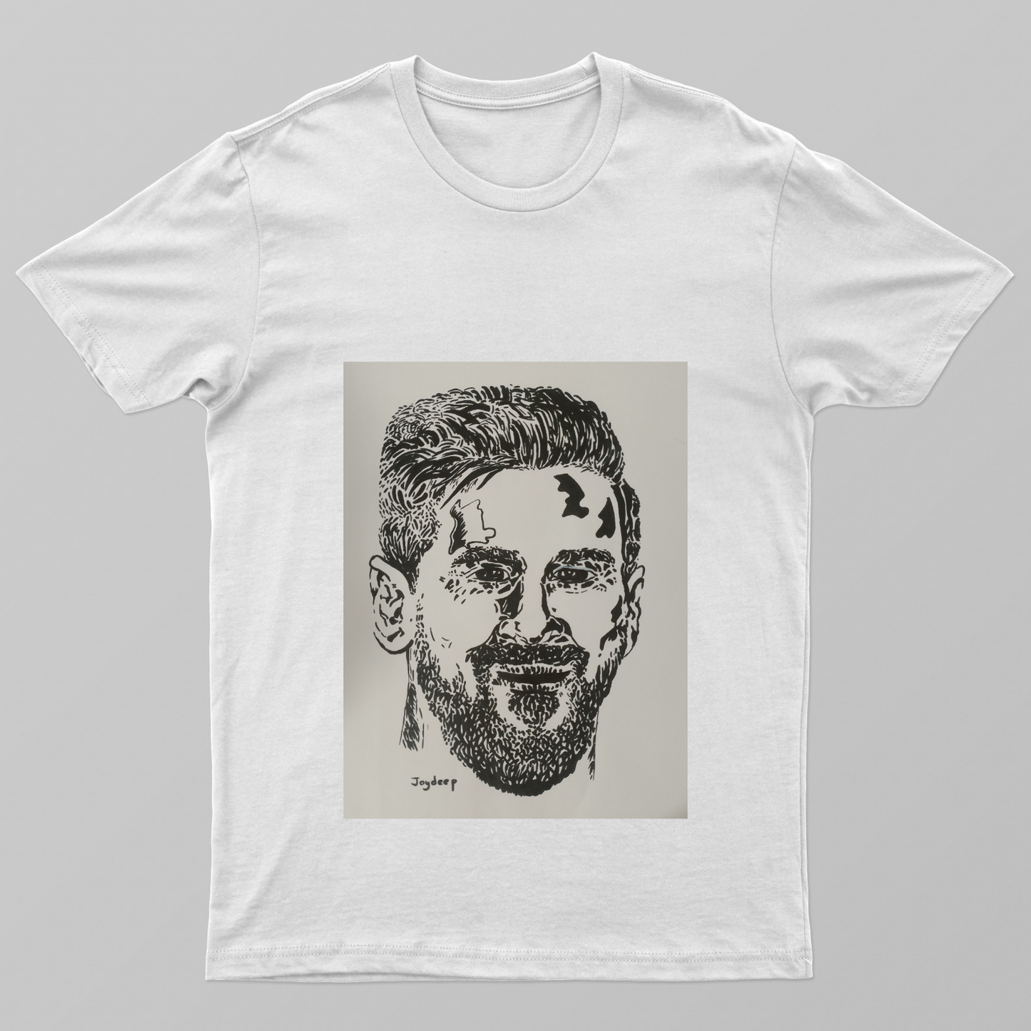 Messi ink illustration Unisex T-shirt by @joydeep6647