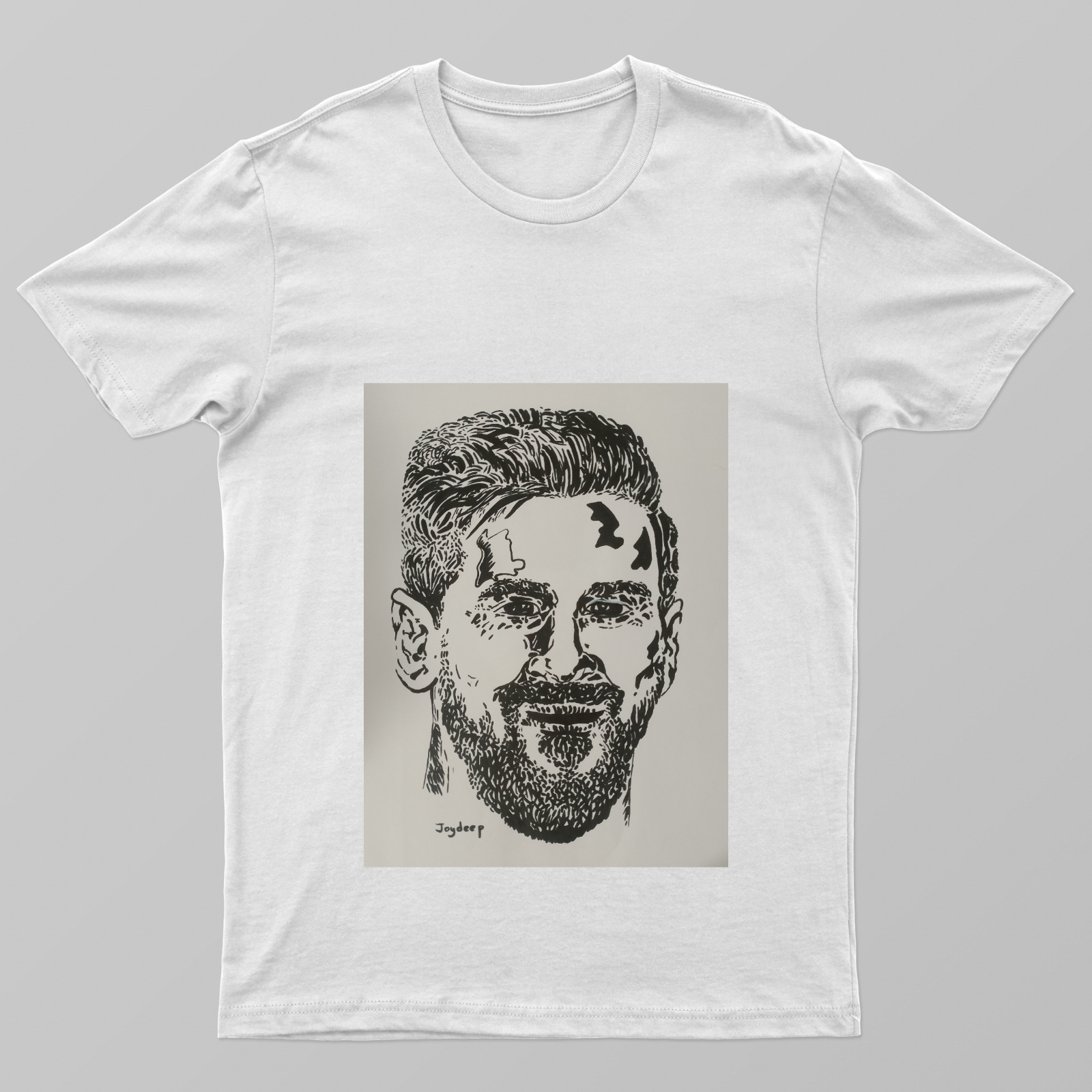 Messi ink illustration Unisex T-shirt by @joydeep6647