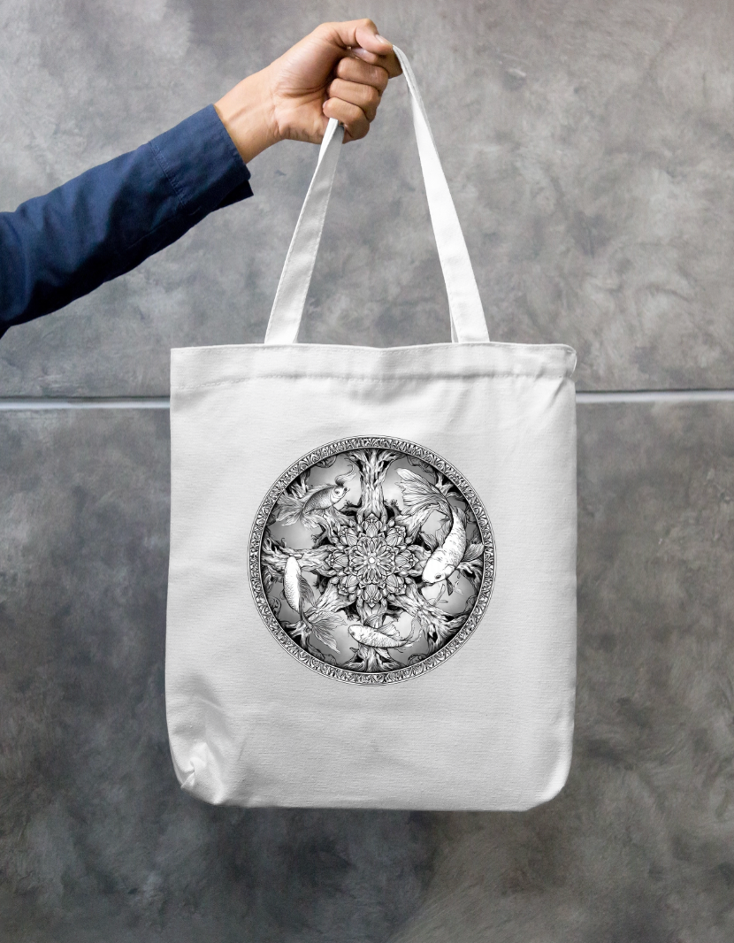 Mandala Art Tote Bag Zipper Tote Bag by @rd_digital_store