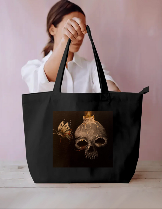 Skull and butterfly Everyday Large Tote Bag by Mannat Kour