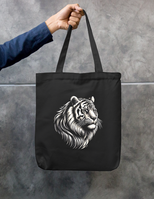 Tiger head graphic sketch art Zipper Tote Bag by Somnath