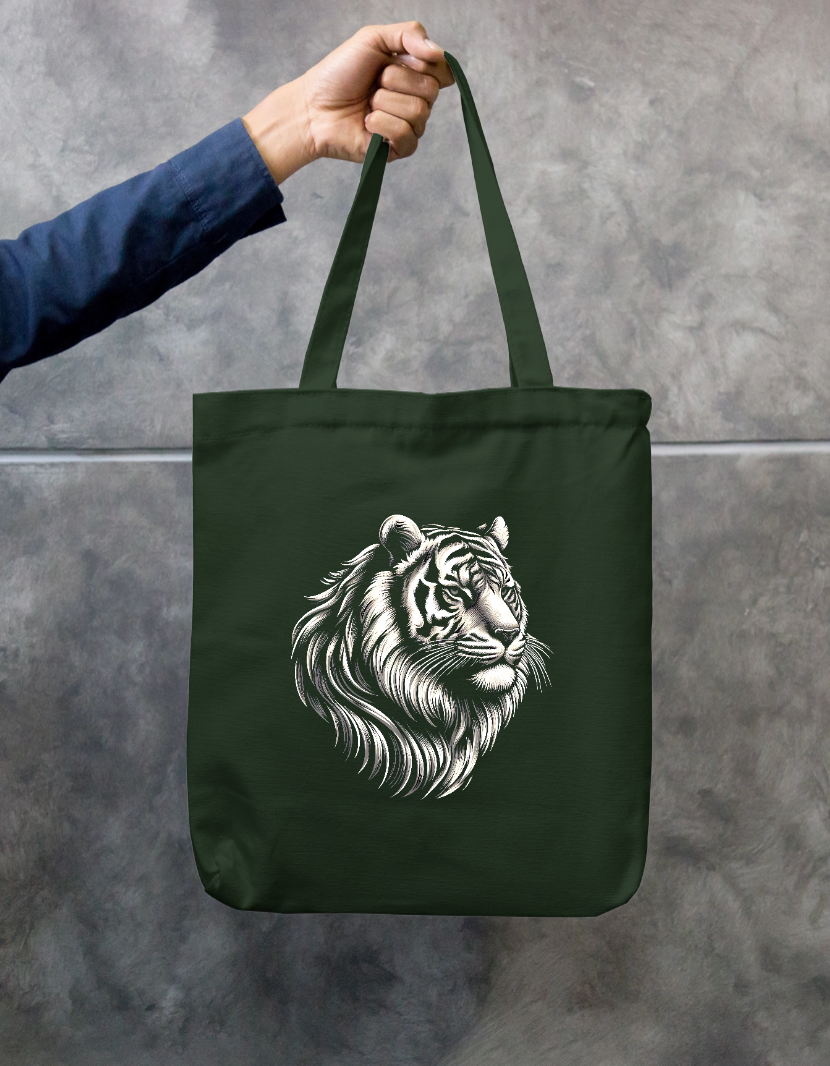 Tiger head graphic sketch art Zipper Tote Bag by Somnath