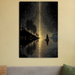 Starry Night Lake Landscape Wall Art | Minimal Nature Canvas 20"x30" Canvas Poster by Khatum ji