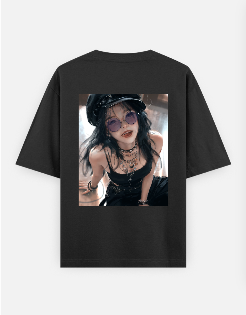 'cool girl', 'midnight euphoria' Oversized T-shirt (Back print) by Juli sharma