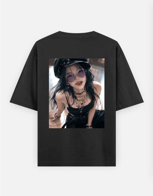 'cool girl', 'midnight euphoria' Oversized T-shirt (Back print) by Juli sharma