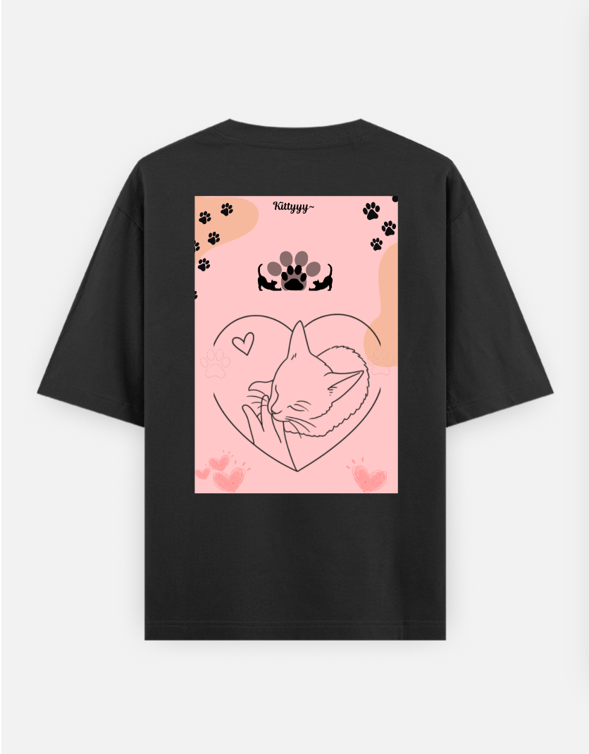 Kitty cat tshirt Oversized T-shirt (Back print) by Kirti chouhan