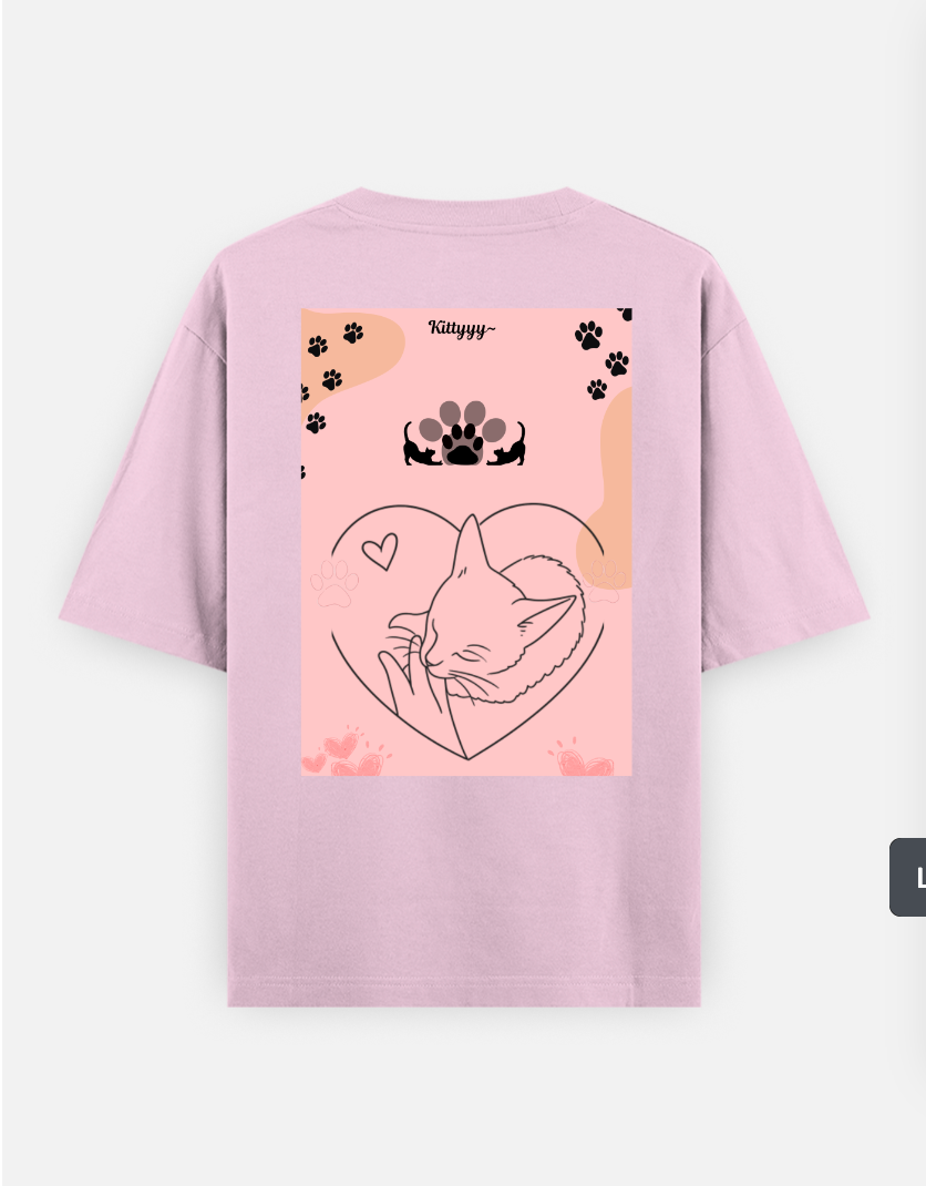 Kitty cat tshirt Oversized T-shirt (Back print) by Kirti chouhan