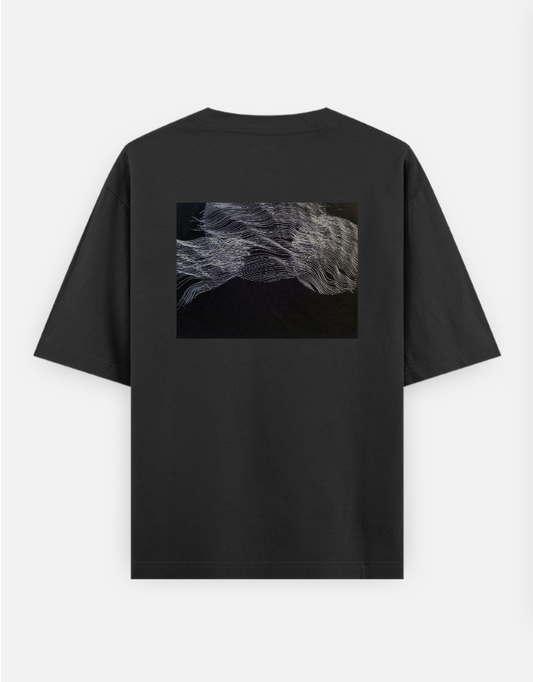 MINIMAL WAVES DESIGN Oversized T-shirt (Back print) by @utpal.501