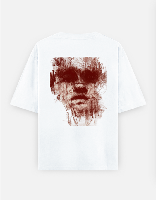 RED FACE OVERSIZED Oversized T-shirt (Back print) by Mithisar Daimary 