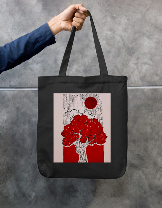 Crimson Serenity Zipper Tote Bag by Shruti Barnwal