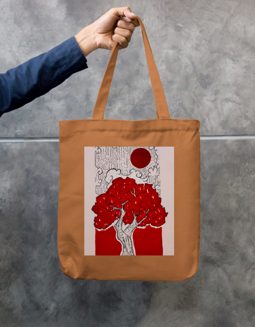 Crimson Serenity Zipper Tote Bag by Shruti Barnwal