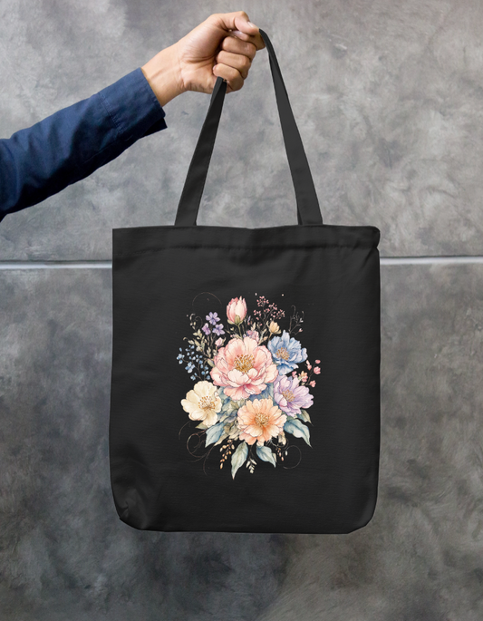 Flower illustration Tote Bag Zipper Tote Bag by @rd_digital_store