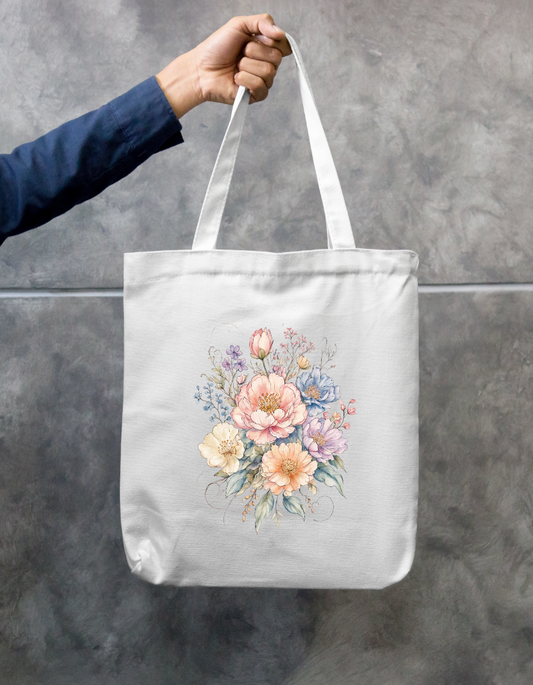 Flower illustration Tote Bag Zipper Tote Bag by @rd_digital_store