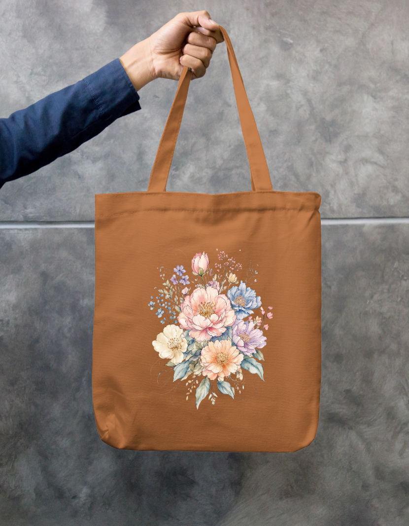 Flower illustration Tote Bag Zipper Tote Bag by @rd_digital_store