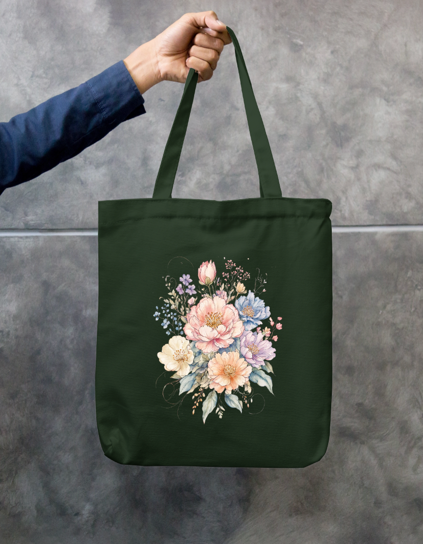 Flower illustration Tote Bag Zipper Tote Bag by @rd_digital_store