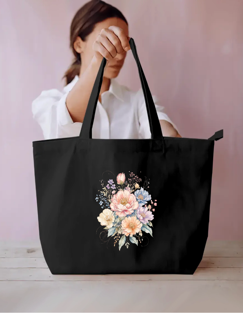 Flower illustration Tote Bag Everyday Large Tote Bag by @rd_digital_store