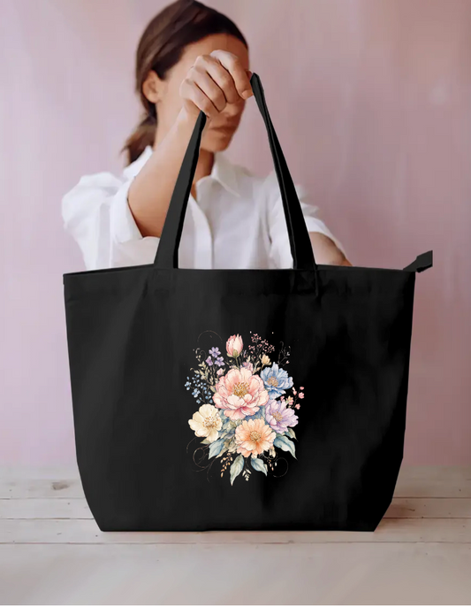 Flower illustration Tote Bag Everyday Large Tote Bag by @rd_digital_store