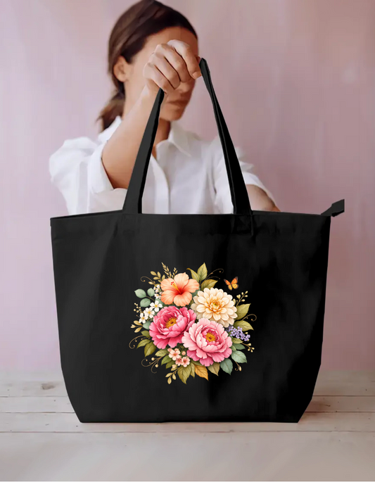 Flower illustratio Tote Bag Everyday Large Tote Bag by @rd_digital_store