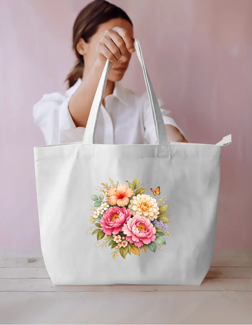 Flower illustratio Tote Bag Everyday Large Tote Bag by @rd_digital_store