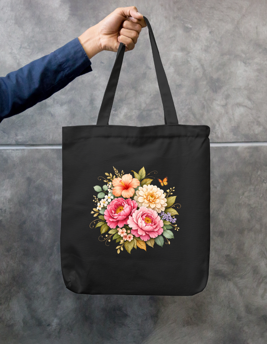 Flower illustratio Tote Bag Zipper Tote Bag by @rd_digital_store