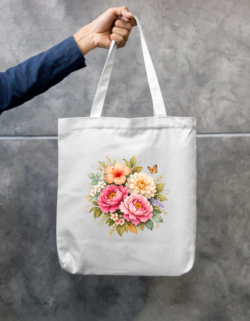 Flower illustratio Tote Bag Zipper Tote Bag by @rd_digital_store