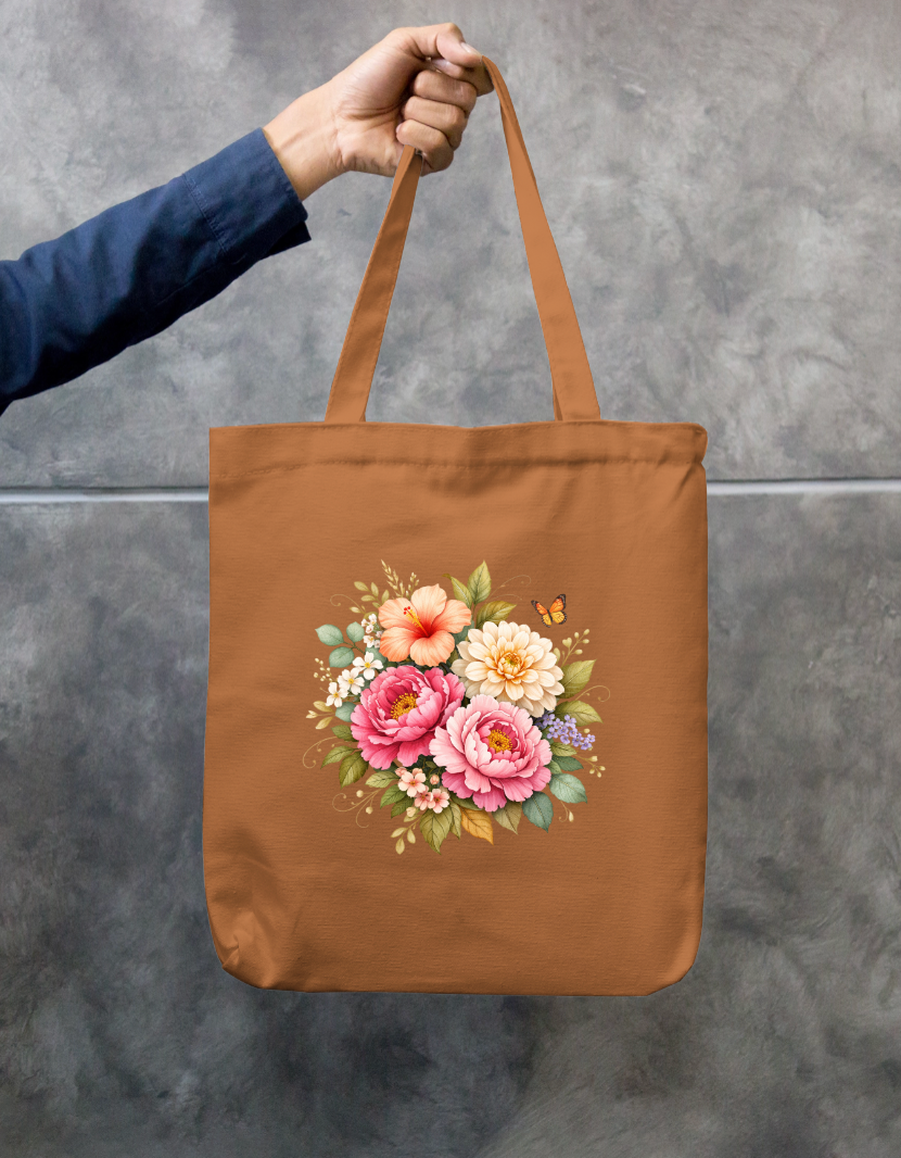 Flower illustratio Tote Bag Zipper Tote Bag by @rd_digital_store
