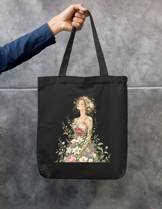 Floral She Tote Bag Zipper Tote Bag by @rd_digital_store