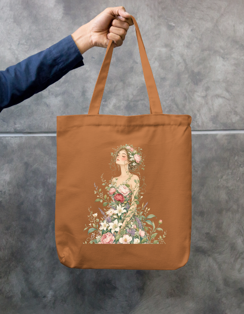 Floral She Tote Bag Zipper Tote Bag by @rd_digital_store