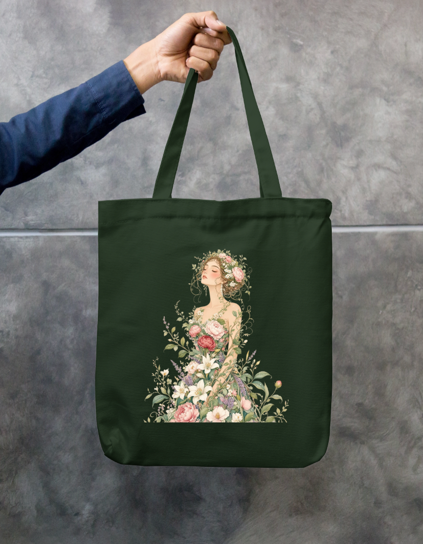 Floral She Tote Bag Zipper Tote Bag by @rd_digital_store
