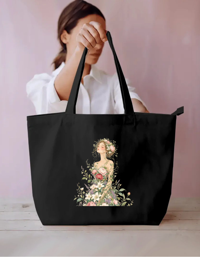 Floral She Tote Bag Everyday Large Tote Bag by @rd_digital_store