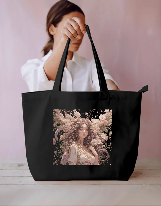 Floral She Tote Bag Everyday Large Tote Bag by @rd_digital_store