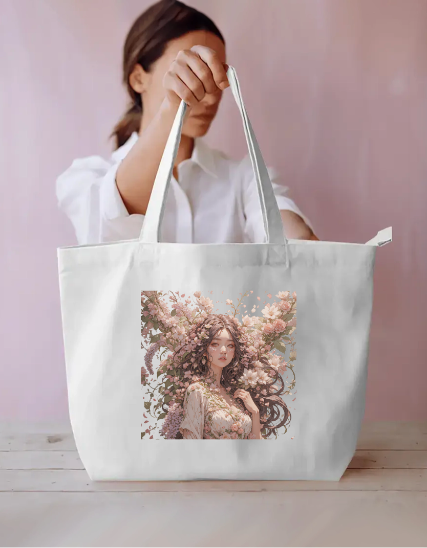 Floral She Tote Bag Everyday Large Tote Bag by @rd_digital_store