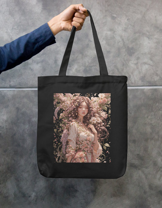 Floral She Tote Bag Zipper Tote Bag by @rd_digital_store
