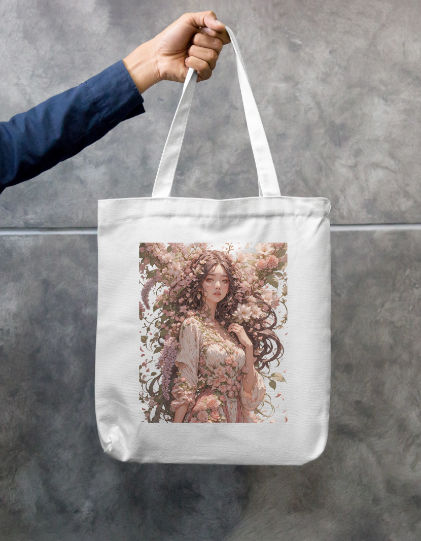 Floral She Tote Bag Zipper Tote Bag by @rd_digital_store