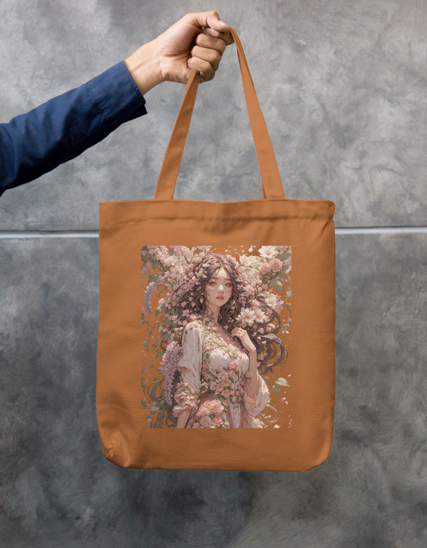 Floral She Tote Bag Zipper Tote Bag by @rd_digital_store