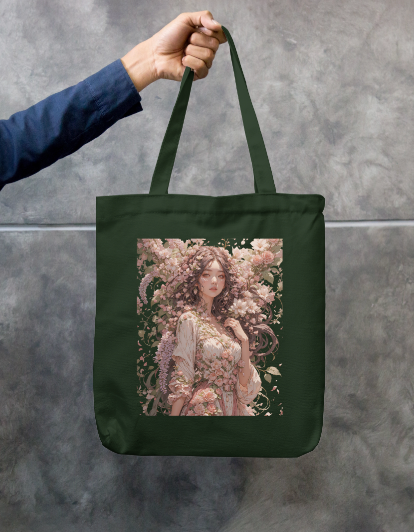 Floral She Tote Bag Zipper Tote Bag by @rd_digital_store