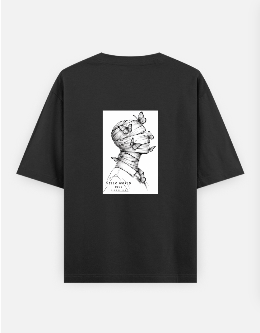 Hello world Oversized T-shirt (Back print) by Shreya Agashe