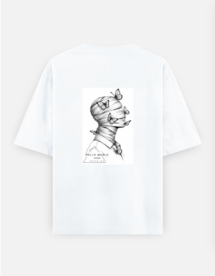Hello world Oversized T-shirt (Back print) by Shreya Agashe