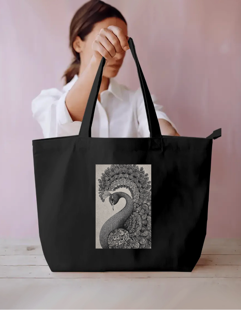 Peacock Everyday Large Tote Bag by Shreya Agashe
