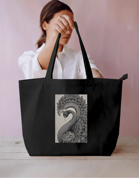 Peacock Everyday Large Tote Bag by Shreya Agashe