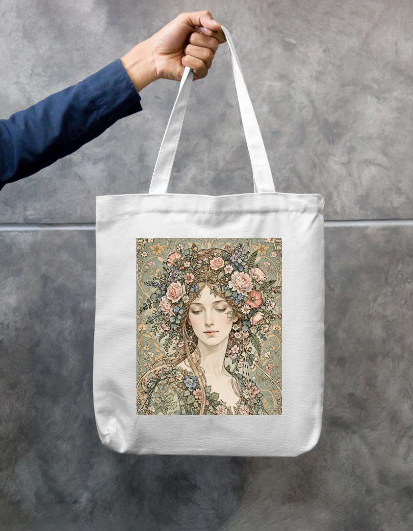 Floral She Tote Bag Zipper Tote Bag by @rd_digital_store