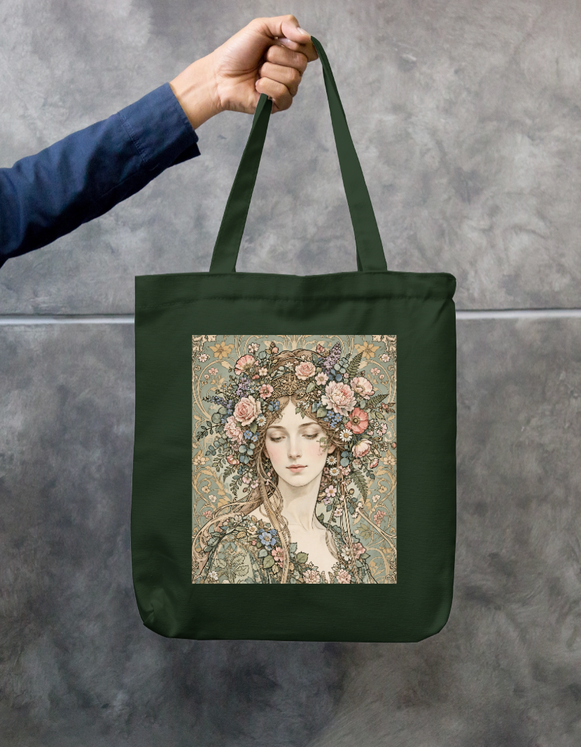 Floral She Tote Bag Zipper Tote Bag by @rd_digital_store