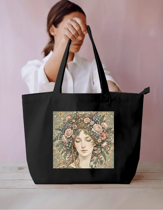 Floral She Tote Bag Everyday Large Tote Bag by @rd_digital_store