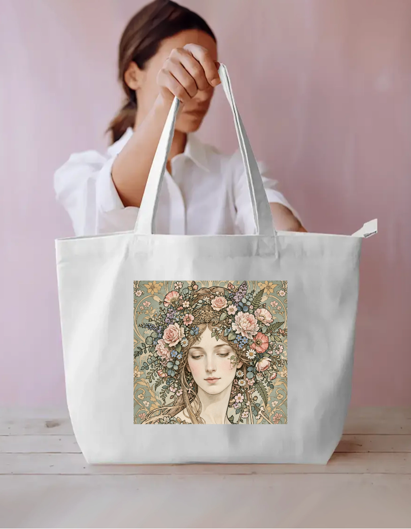 Floral She Tote Bag Everyday Large Tote Bag by @rd_digital_store