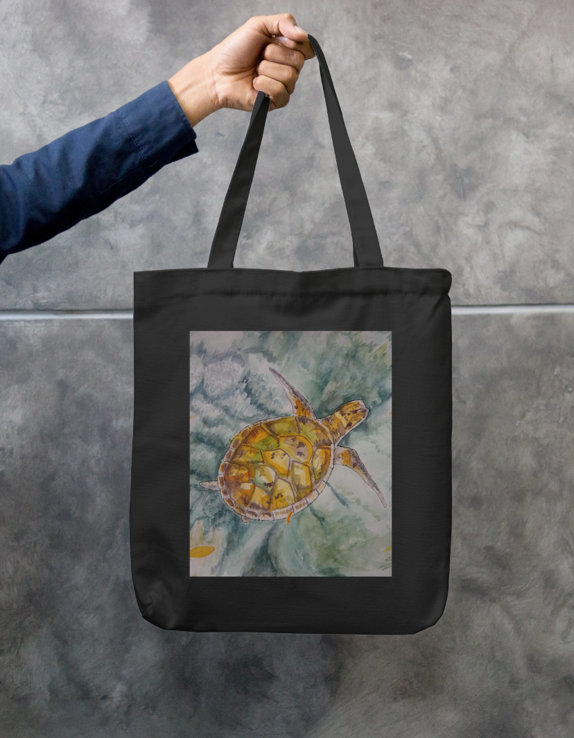 Sea Turtle Zipper Tote Bag by @singhscape.studio
