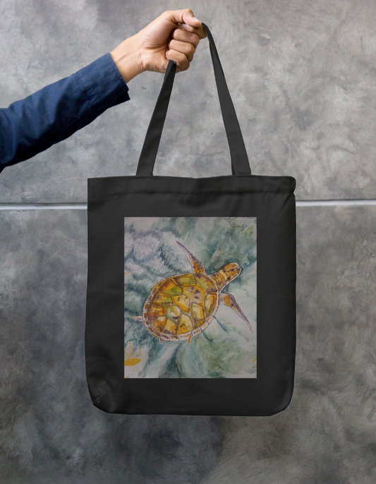 Sea Turtle Zipper Tote Bag by @singhscape.studio