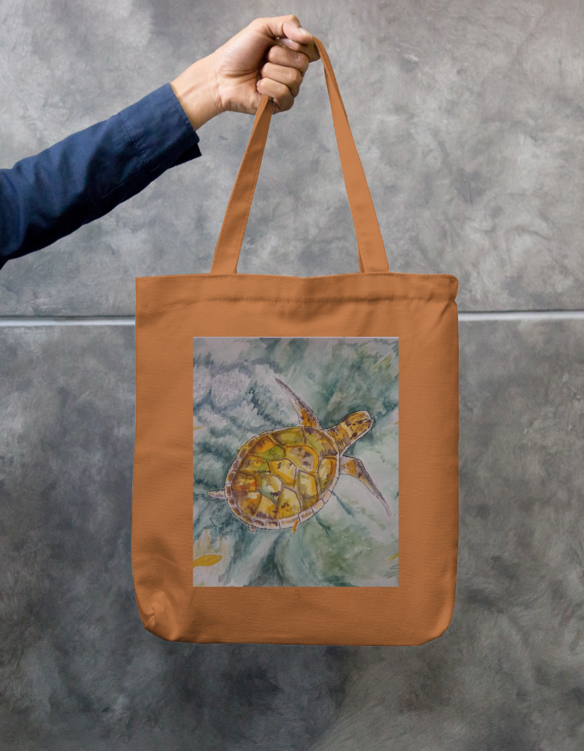 Sea Turtle Zipper Tote Bag by @singhscape.studio