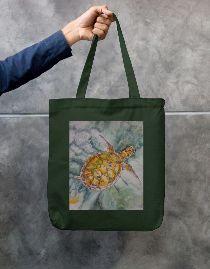 Sea Turtle Zipper Tote Bag by @singhscape.studio