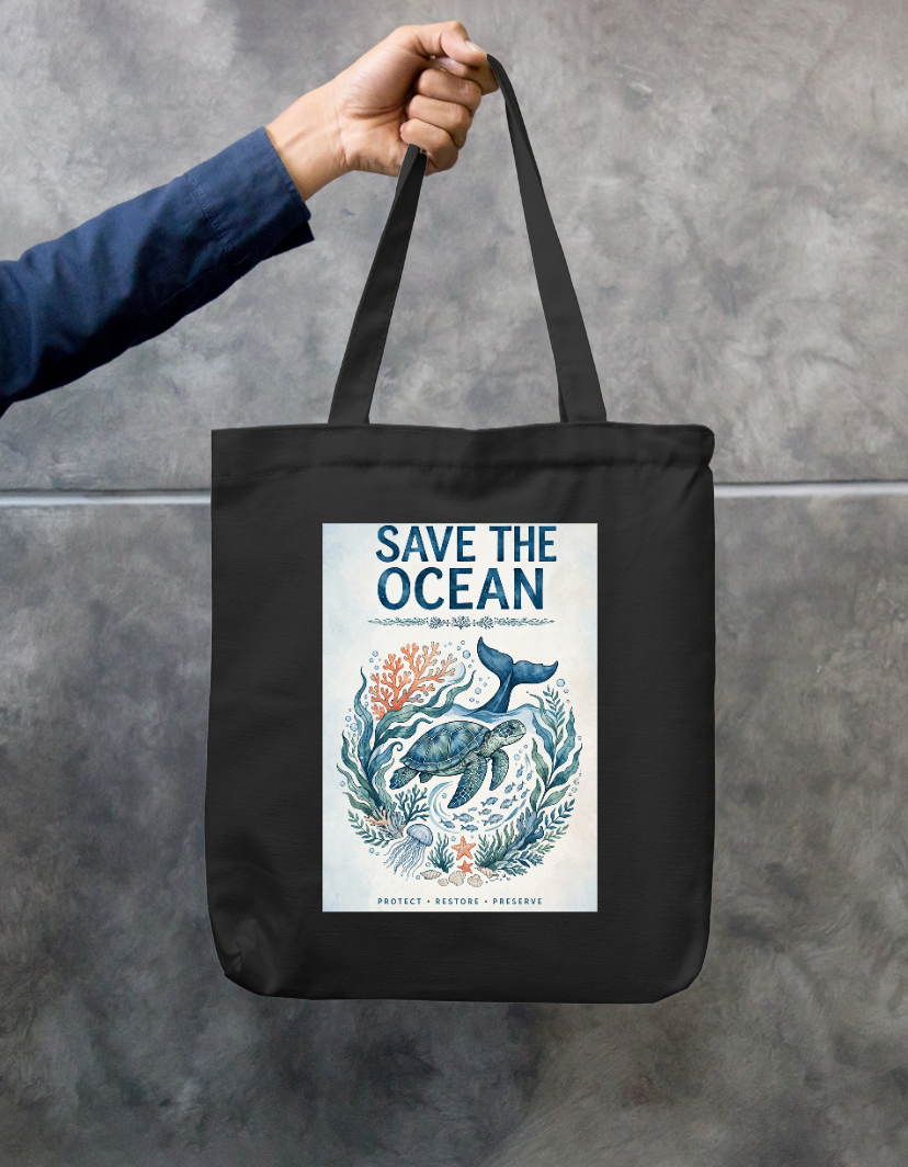 Save Ocean Tote Bag Zipper Tote Bag by @rd_digital_store